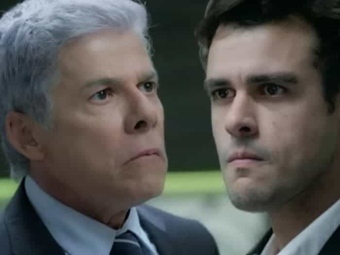 Cláudio (José Mayer) e Enrico (Joaquim Lopes) em 'Império' (Globo)
