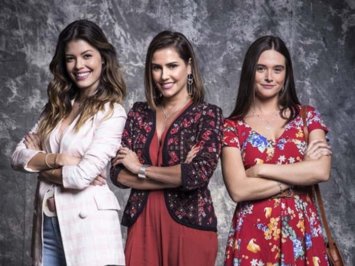 Kyra (Vitória Strada), Alexia (Deborah Secco) e Luna (Juliana Paiva) em 'Salve-se Quem Puder' (Globo)