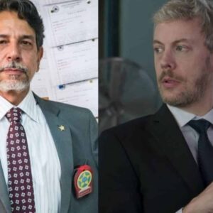 Siqueira (Marcelo Escorel) e Douglas (Guilherme Weber) em 'Pega Pega' (Globo)