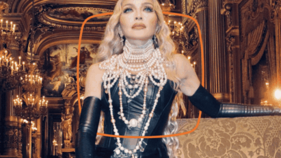 Fotos de Madonna durante as gravações da campanha, com destaque para o figurino e a Ópera de Paris.