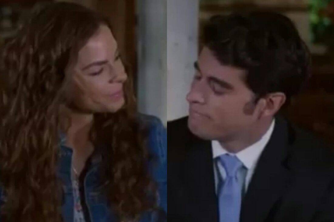 Cena romântica de Álvaro e Ângela em "Contigo Sim". Álvaro se declara para Ângela em meio à crise no casamento com Samanta.