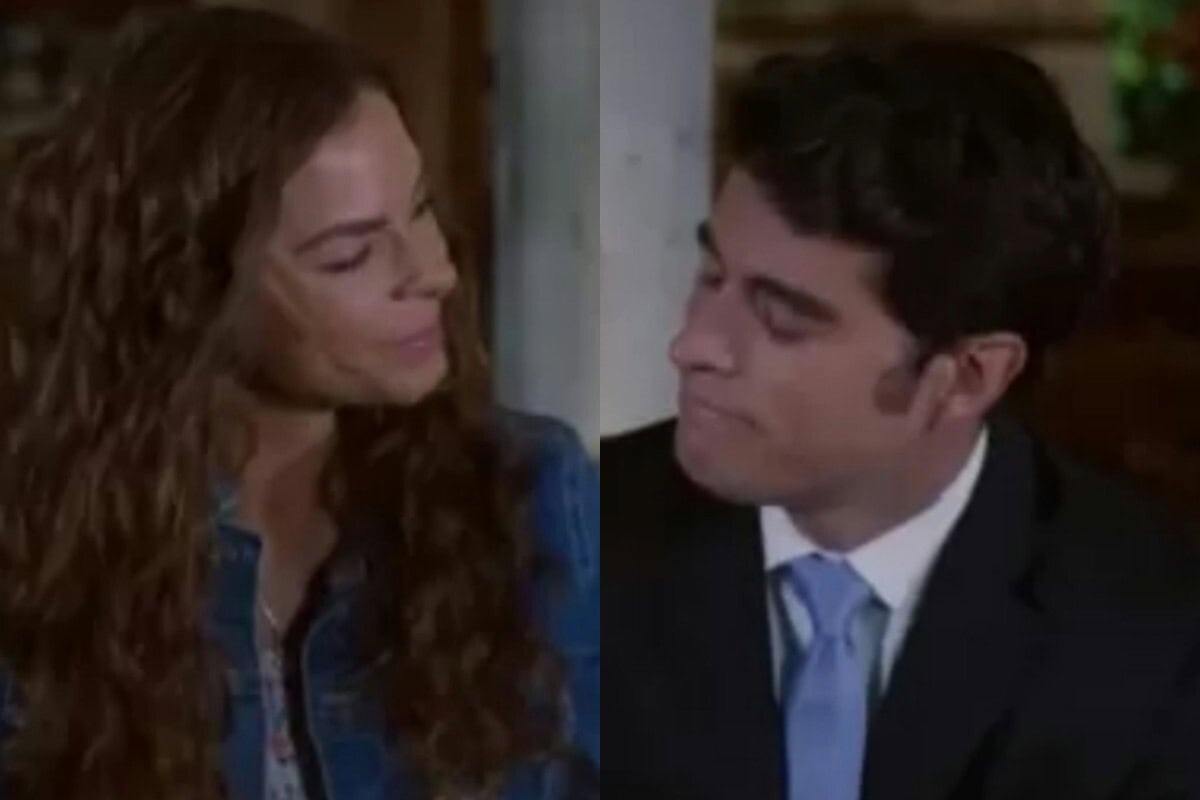 Cena romântica de Álvaro e Ângela em "Contigo Sim". Álvaro se declara para Ângela em meio à crise no casamento com Samanta.