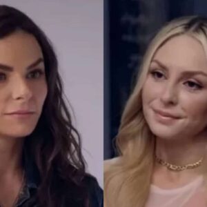 Ângela conversando com Salma, com um ar sério e determinado.