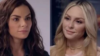 Ângela conversando com Salma, com um ar sério e determinado.