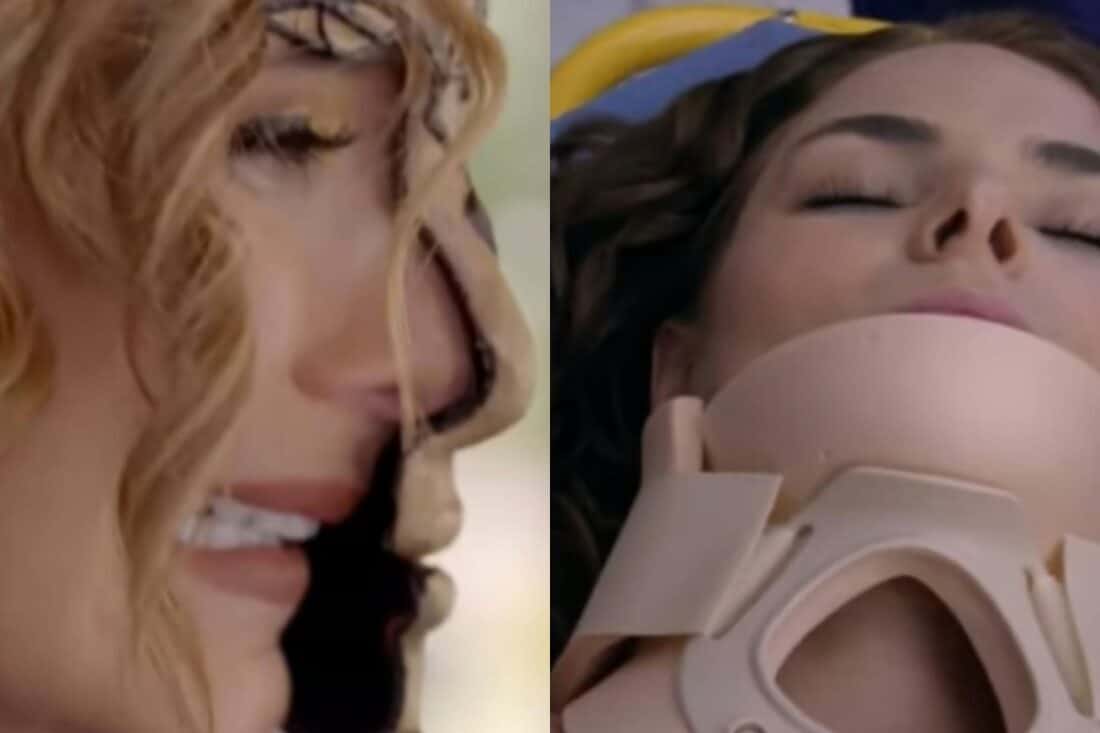Cena da novela "Contigo Sim" mostrando Angela no hospital após acidente.