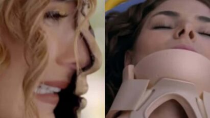 Cena da novela "Contigo Sim" mostrando Angela no hospital após acidente.