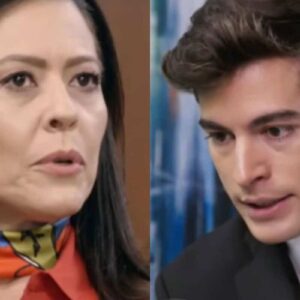 "Álvaro e Cândida discutem no escritório em cena de 'Contigo Sim'."