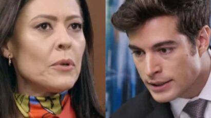 "Álvaro e Cândida discutem no escritório em cena de 'Contigo Sim'."