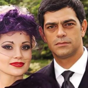 Cena da novela "Alma Gêmea" mostrando Cristina casando com Rafael.