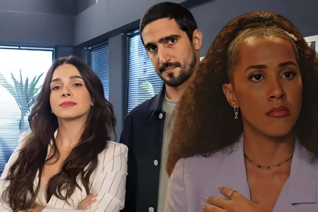 Andrômeda observando Tom e Maya juntos em um momento romântico.