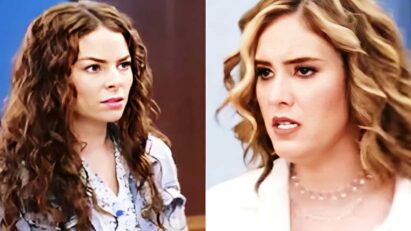 Ângela, personagem de Contigo Sim, leva um tapa no rosto de Samanta.