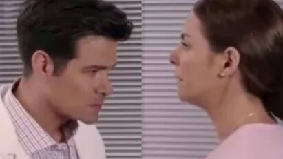 Ângela implorando para Leonardo não se casar com Salma.