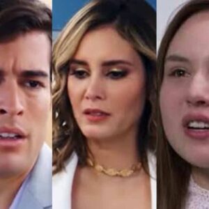 Clarinha olha para Álvaro com raiva e decepção, enquanto Samanta chora em desespero ao fundo.