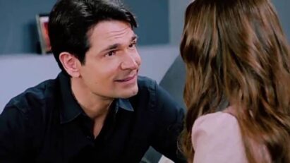 Imagem de Clarinha olhando para Dário: "Clarinha demonstra interesse por Dário, complicando ainda mais a trama