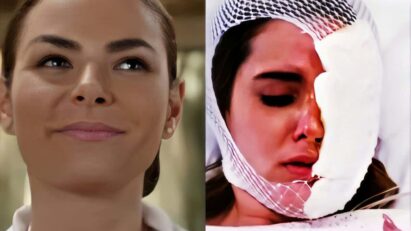 Samanta de Contigo Sim, em uma cama de hospital, com tubos e respirador, em estado grave e debilitado.