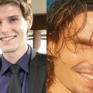 Jônatas Faro com longos cabelos e barba, em pose descontraída, vestindo camisa social e calça jeans.