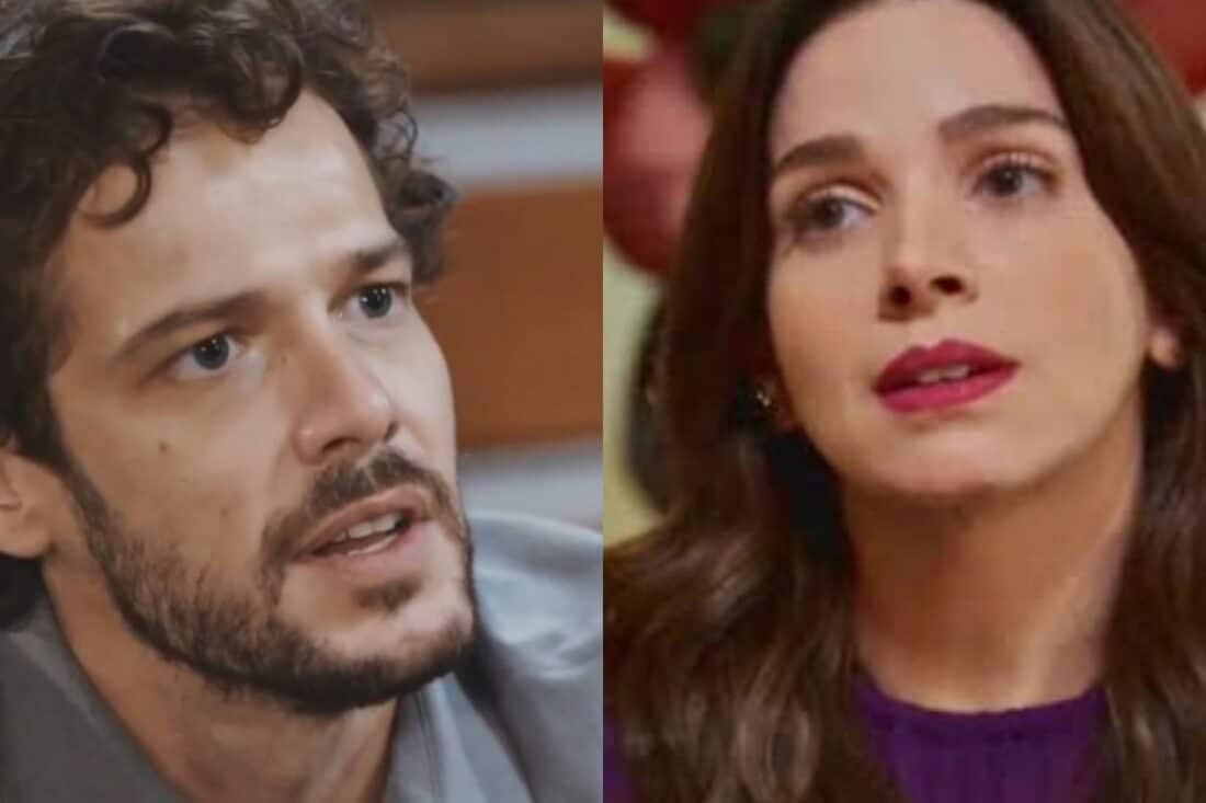 Cena de Luca e Maya se olhando com interesse em Família é Tudo