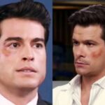 Álvaro e Leonardo trocando socos em uma briga intensa no hospital na novela "Contigo Sim".