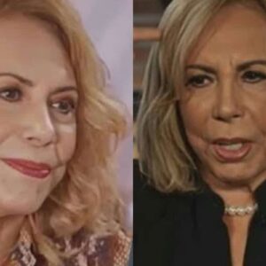 Cena de Família É Tudo mostrando Frida e Catarina, duas mulheres idênticas, uma com roupas chamativas e sorrindo, e a outra com roupas mais sérias e uma expressão séria.