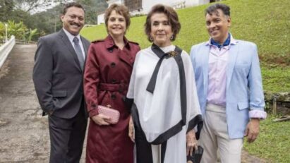 Os irmãos Góis de Macedo, interpretados por Drica Moraes, Betty Faria e Rodrigo Fagundes