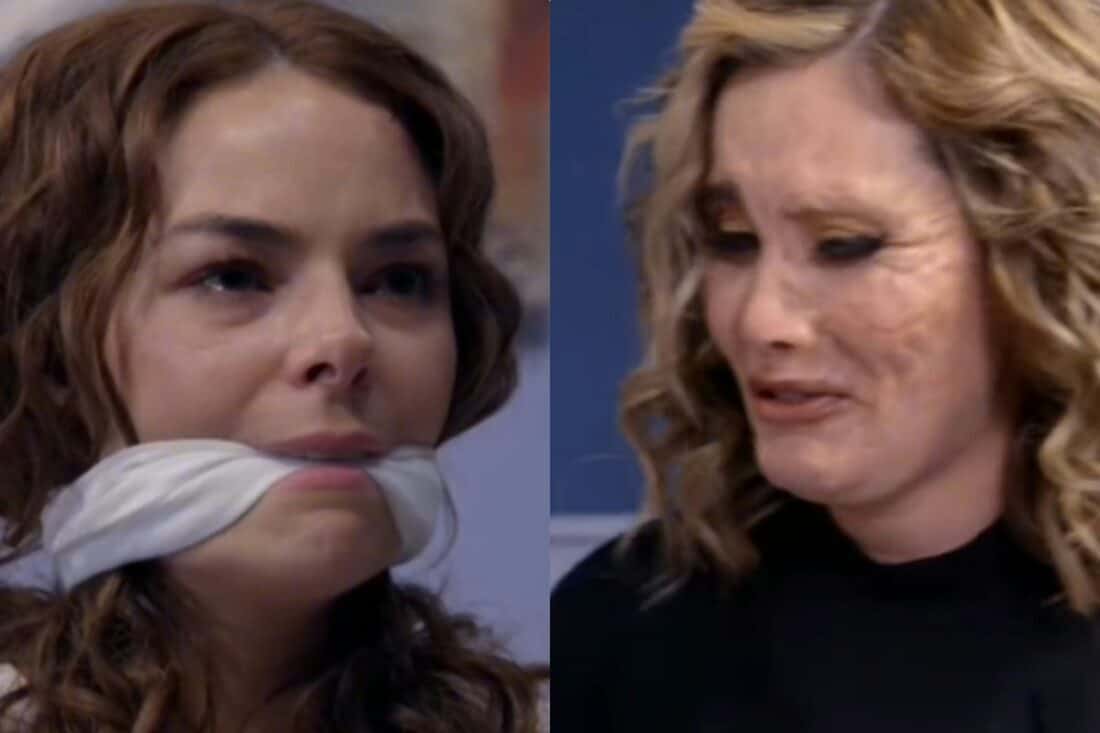 Samanta ameaça Ângela com bisturi em cena tensa de Contigo Sim.