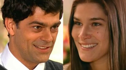 Cena de 'Alma Gêmea' mostrando Serena e Rafael se abraçando em uma mansão luxuosa