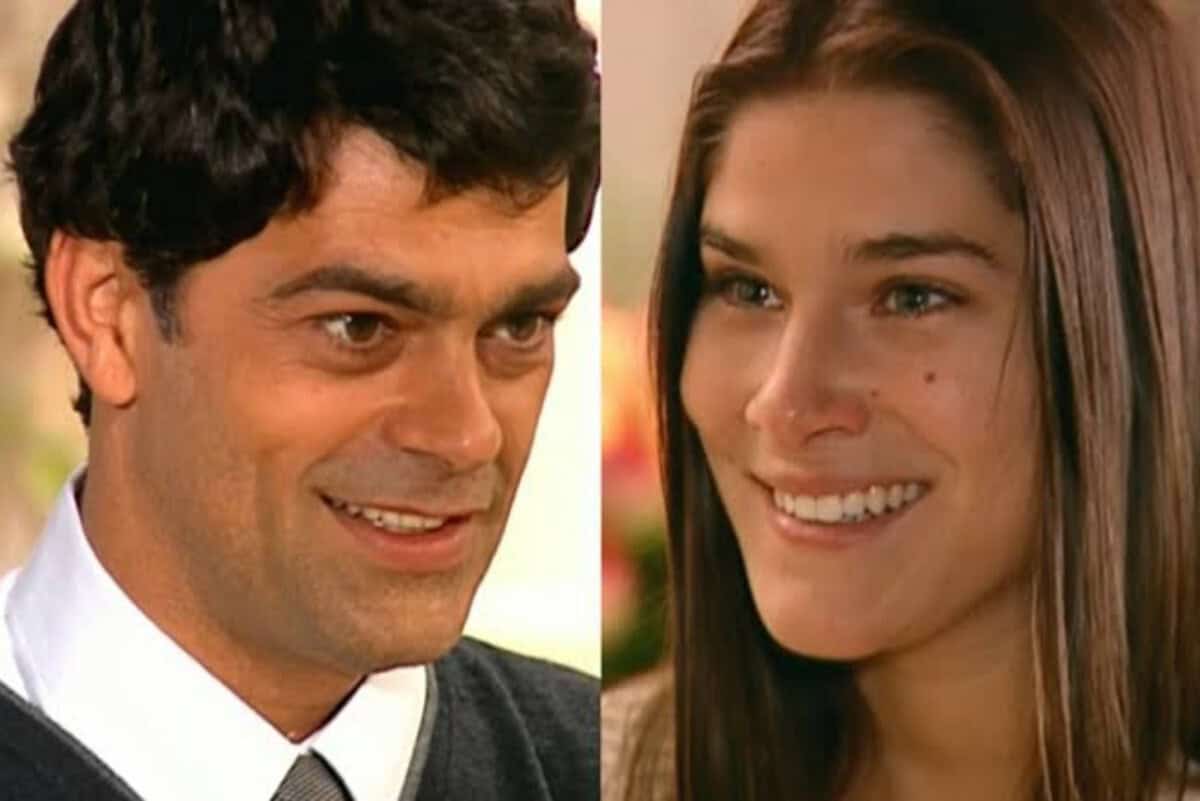 Cena de 'Alma Gêmea' mostrando Serena e Rafael se abraçando em uma mansão luxuosa