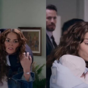 Ângela sendo brutalmente expulsa da pensão com seu bebê nos braços nos próximos capítulos de Contigo Sim.