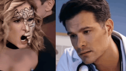 Samanta planejando vingança contra Leonardo em Contigo Sim, novela mexicana.