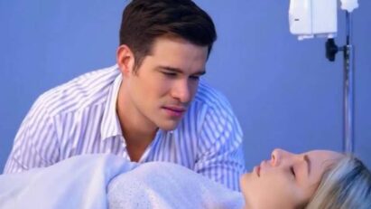 Salma passando mal enquanto Leonardo desconfia que ela está fingindo, cena dramática dos próximos capítulos de Contigo Sim