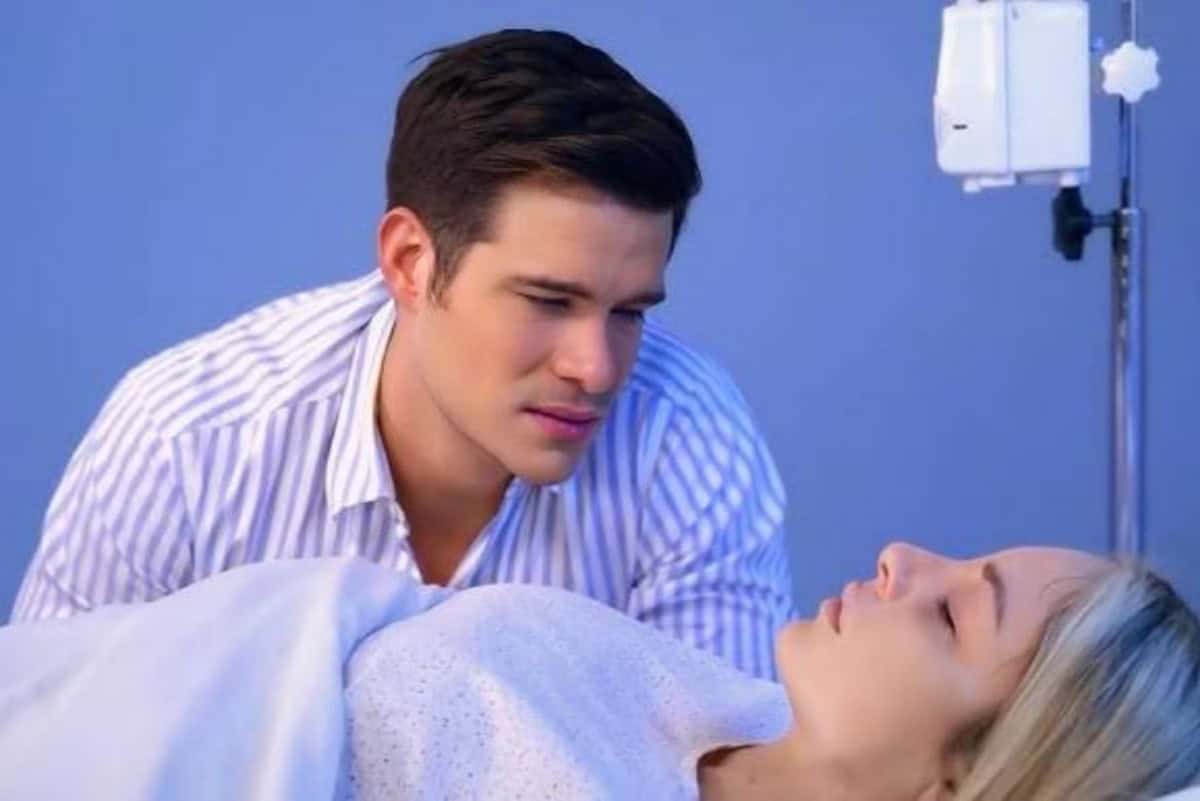 Salma passando mal enquanto Leonardo desconfia que ela está fingindo, cena dramática dos próximos capítulos de Contigo Sim