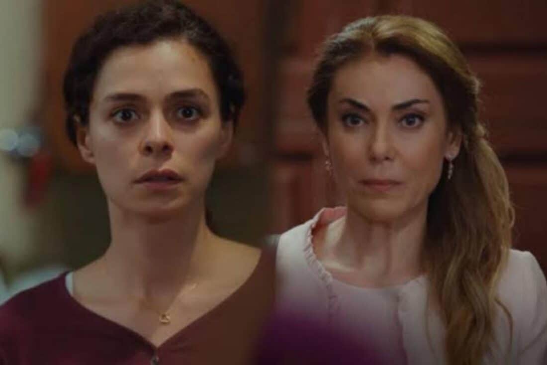Imagem de Julide, Bahar e as crianças em um momento tenso de Força de Mulher, marcando o início de uma nova fase na trama.