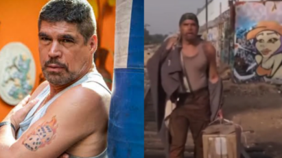 Cena final de Macário vagando pelos trilhos do trem.