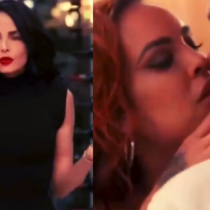 "Fausto desligando o telefone enquanto Karen tenta convencê-lo a ficar."