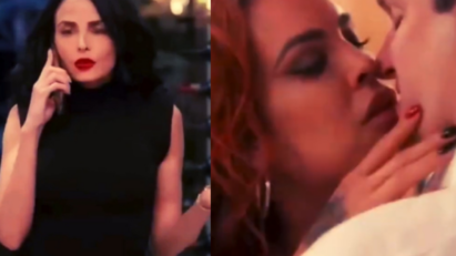 "Fausto desligando o telefone enquanto Karen tenta convencê-lo a ficar."