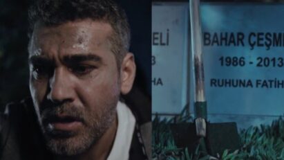 Sarp cavando o túmulo em busca de respostas na novela Força de Mulher.