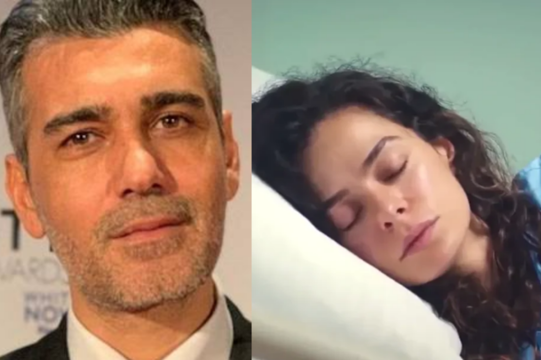 Sarp observa Bahar dormindo no hospital, cheio de emoção."