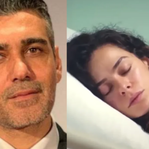 Sarp observa Bahar dormindo no hospital, cheio de emoção."