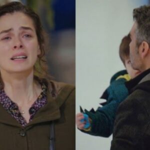 Bahar chorando após reencontrar Sarp em um hotel.