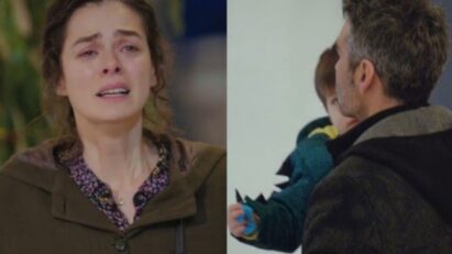 Bahar chorando após reencontrar Sarp em um hotel.
