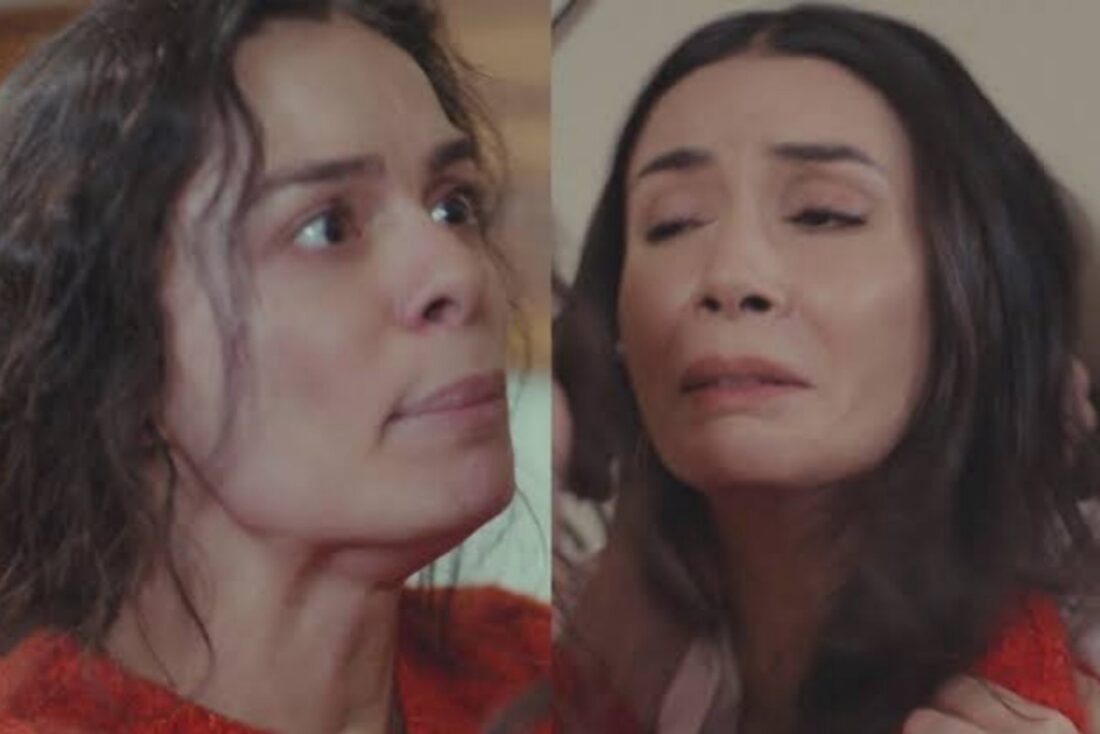 Bahar confrontando Piril em Força de Mulher; Tensão entre Bahar e Piril na novela turca; Bahar desmascara Piril em cena impactante.