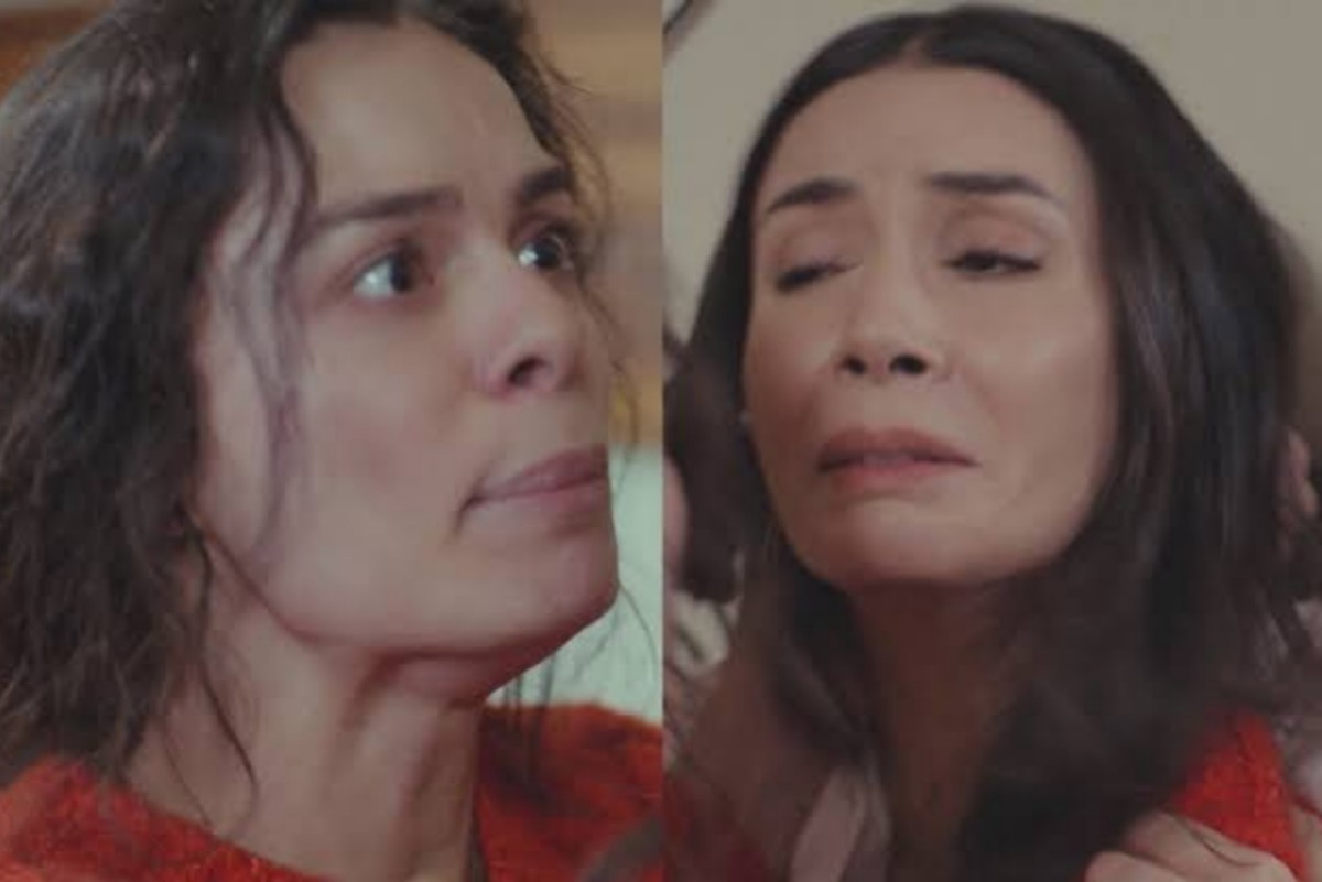 Bahar confrontando Piril em Força de Mulher; Tensão entre Bahar e Piril na novela turca; Bahar desmascara Piril em cena impactante.