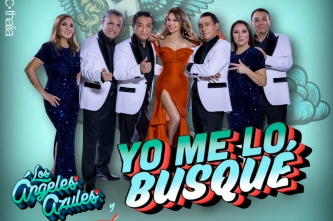 Los Ángeles Azules e Thalía gravando o videoclipe em Nova York.