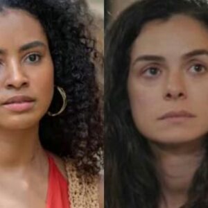 "Bahar em cena dramática de Força de Mulher" | "Viola enfrentando desafios em Mania de Você".