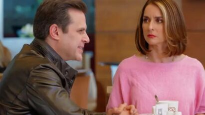 Fausto e Daniela em discussão acalorada em 'Meu Caminho é Te Amar'.