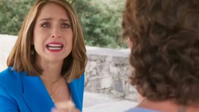 Daniela confrontando Memo sobre Olívia em cena tensa da novela.