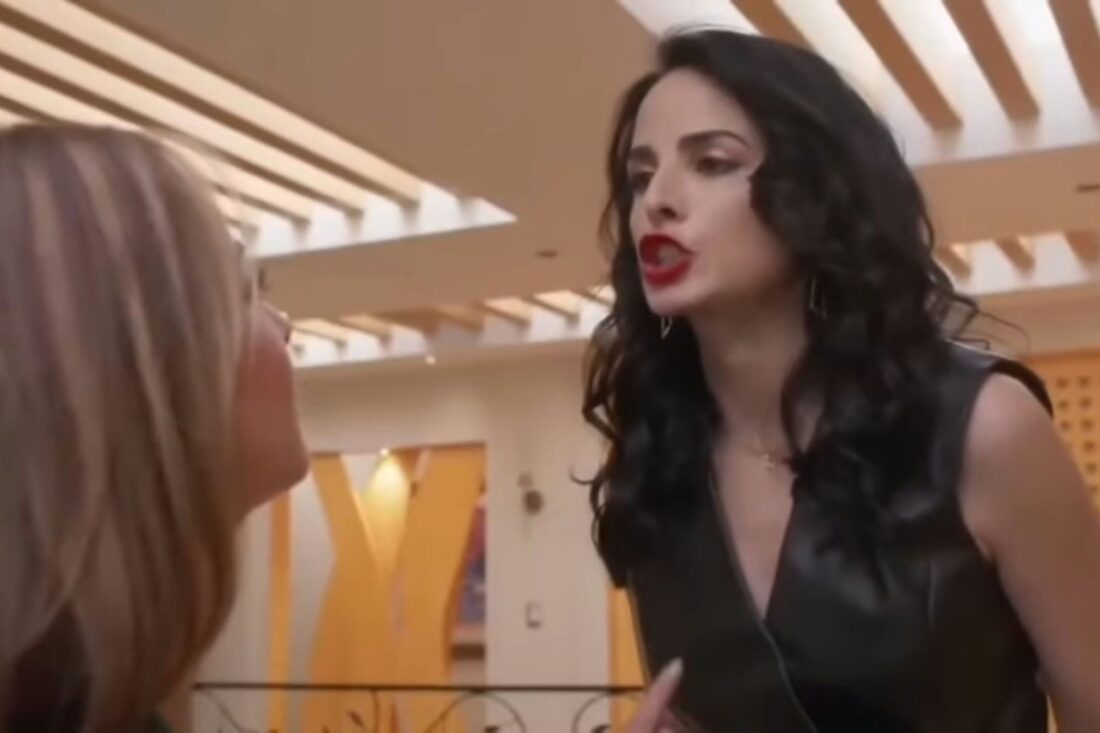 "Cena de Meu Caminho é Te Amar onde Karen empurra Daniela da escada após uma revelação chocante."