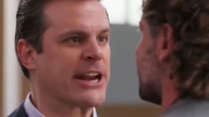 Fausto furioso confrontando Memo em "Meu Caminho é Te Amar".