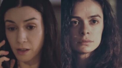 Bahar e Piril em um momento de tensão na novela turca.