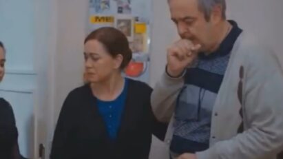 Cena do próximo episódio de Força de Mulher com Sirin e Enver em um momento de tensão.